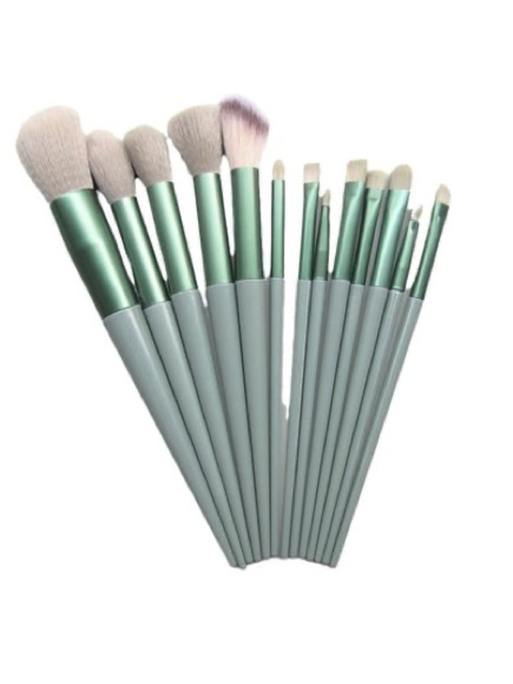 Makeup Brush Set - Mint Green 13-Piece Professional Face & Eye Brushes
